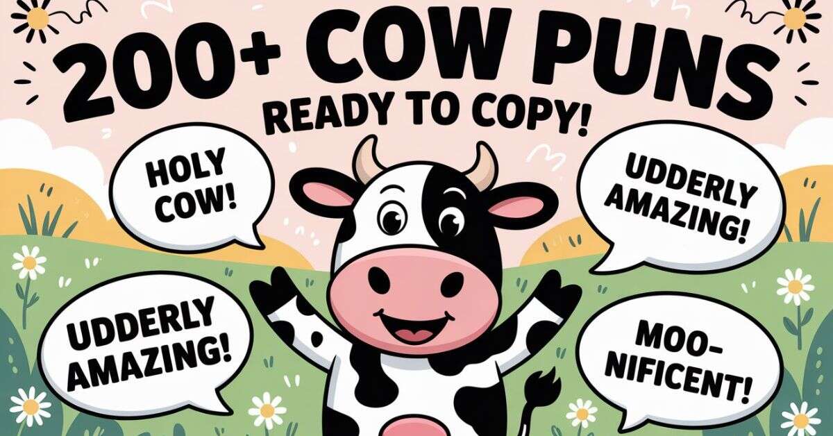 Get 200+ cow puns ready to copy and paste!
