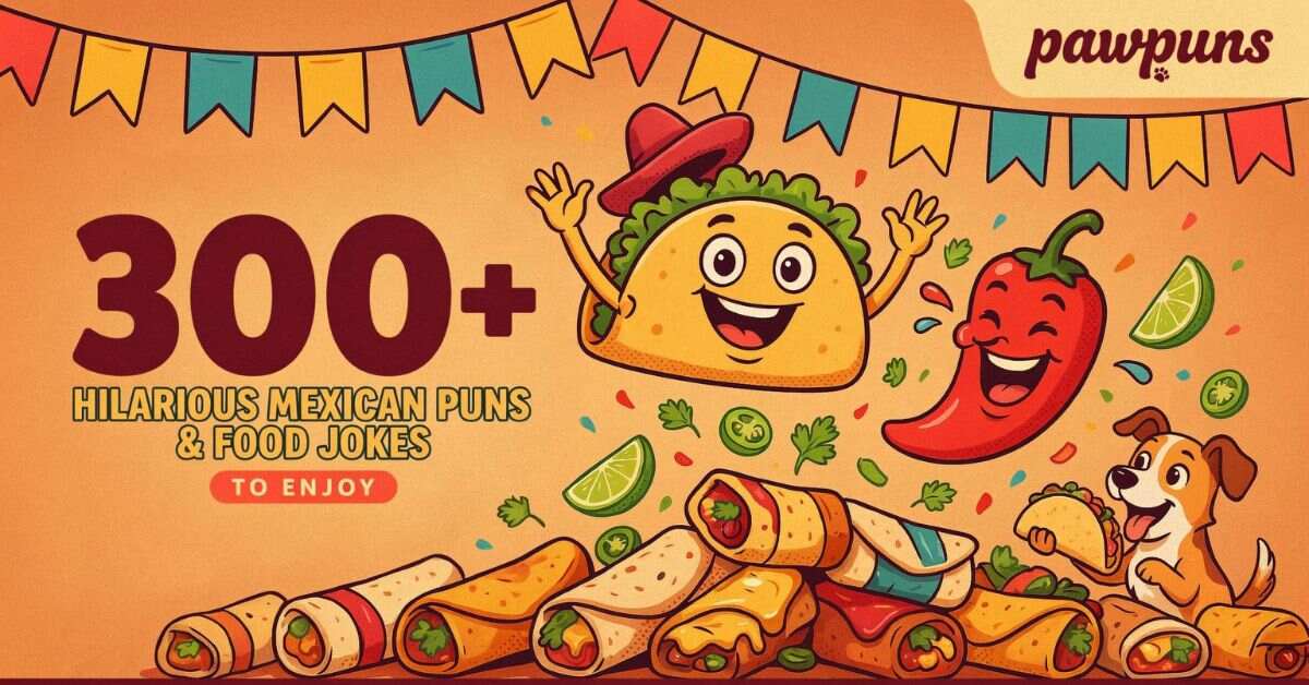 300+ hilarious Mexican food puns featuring tacos, guacamole, and spicy jokes