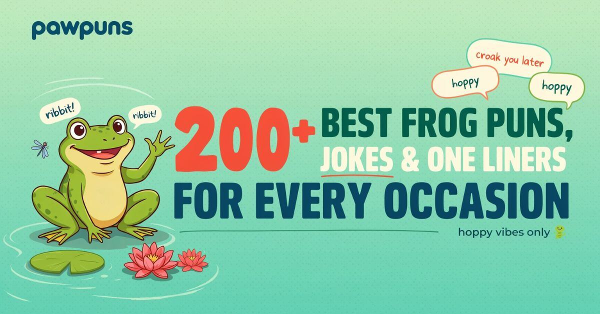 Frog-themed humor post featuring 200+ puns and one-liners